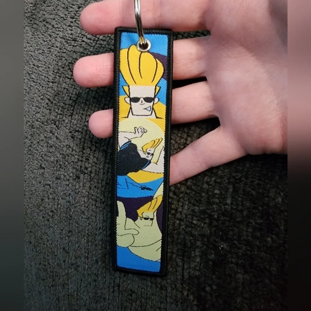 Johnny Bravo embroidered keychain unisex